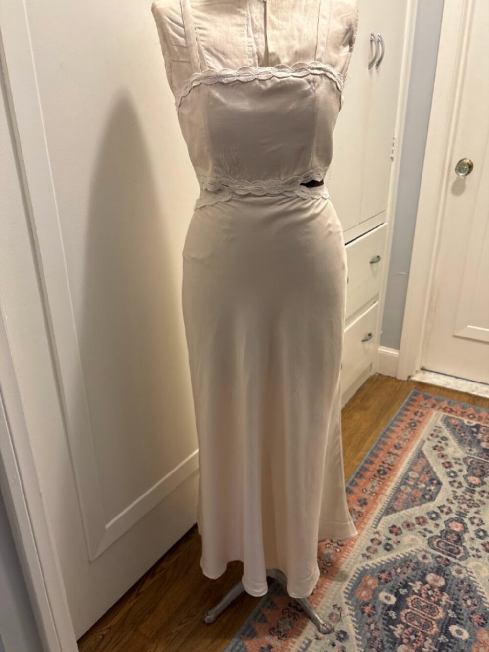 Mango NWT Sagaro Scalloped Lace Cutout Maxi Dress Cream Off White